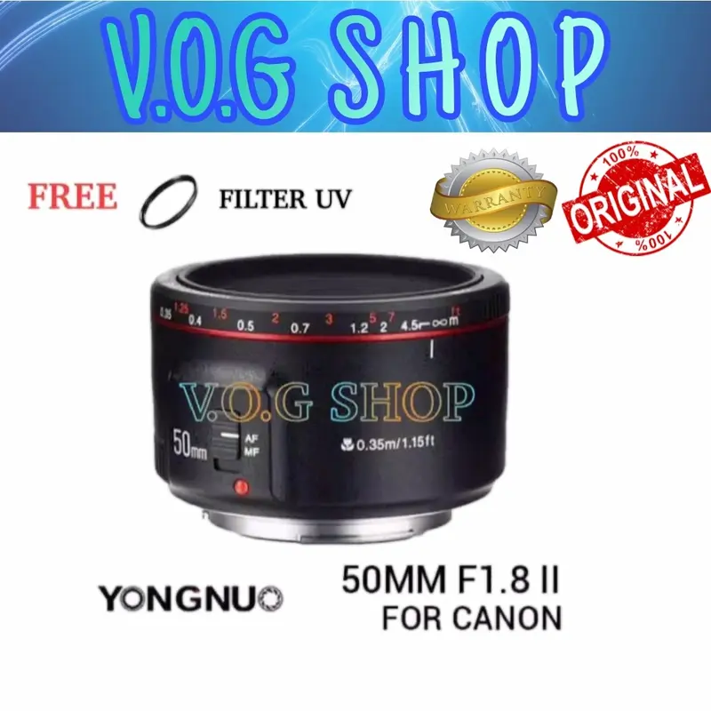Lensa Yongnuo YN 50MM Mark II For Canon Shop Tokopedia