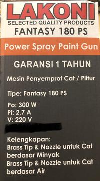 Gambar SPRAY GUN LAKONI FANTASY 180 PS / SPRAY GUN LISTRIK LAKONI FANTASY 180 dari pasar tehnik Kota Administrasi Jakarta Barat 4 Tokopedia