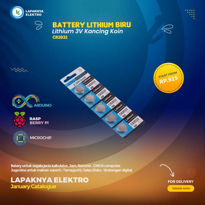 Baterai Lithium Biru CR2032 Battery Lithium 3V Kancing Koin CR-2032 0