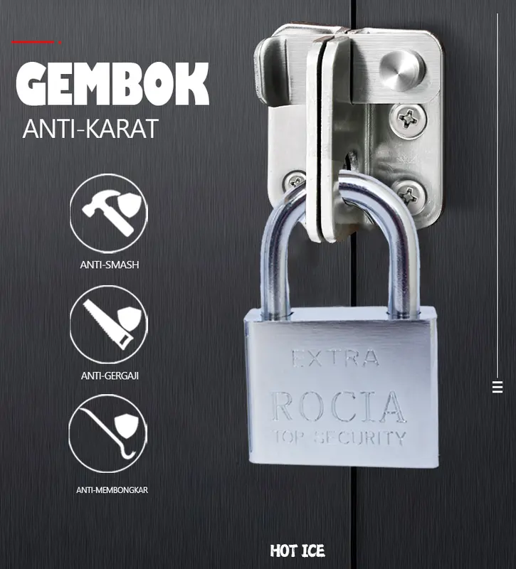 Gembok Putih Anti Rust Anti Maling Anti Cut 0