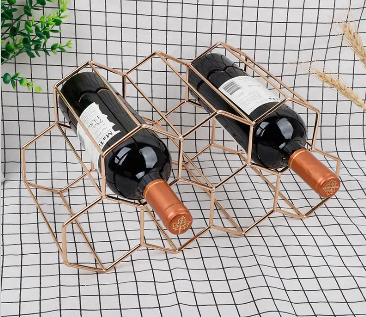 Tempat Wine Rak Botol Stainless gold rose gold