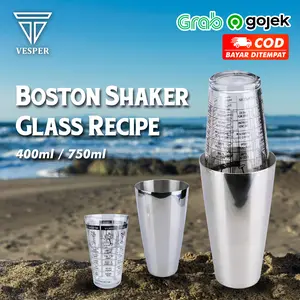 boston shaker glass recipe cocktail 400ml 750ml / gelas stainless bar