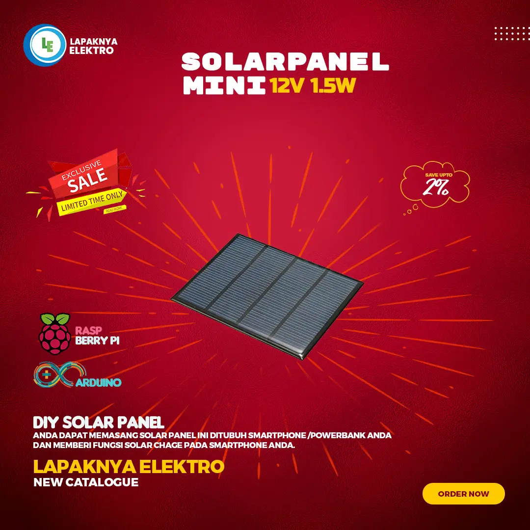 Modul Solar Cell/Solar Panel Surya Mini 12V 1.5W Star Polycrystalline