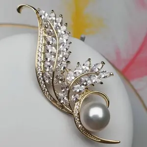 Bros mewah elegant berkualitas full zircont mutiara air laut terbaru