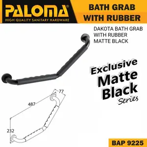 PALOMA BAP 9225 PEGANGAN BATH GRAB BAR KAMAR MANDI TOILET BLACK HITAM