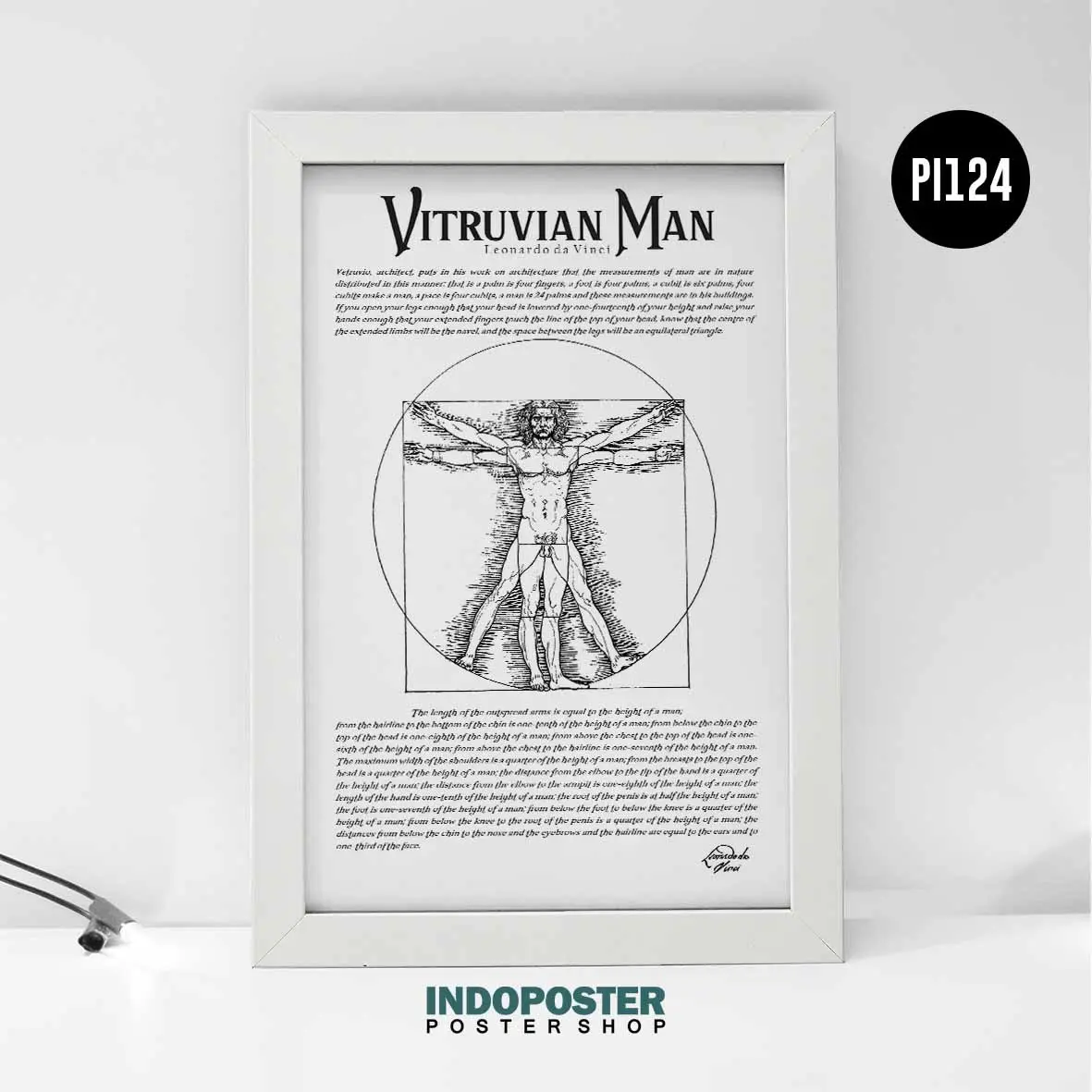 Poster Lukisan Repro Leonardo da Vinci Vitruvian Man A3