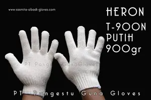 sarung tangan rajut 9 benang heron T-900 putih (1 lusin )