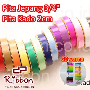 1 Roll Pita Jepang Kado 2cm 3/4" Plastik Brand DeParcel Ribbon Pita 2 cm Kertas 18mm