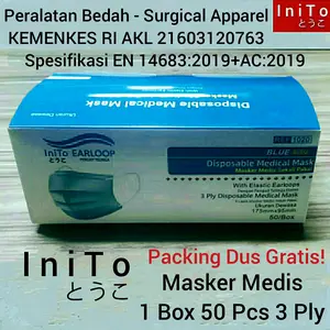 Masker Medis 3Ply 3 Ply Kemenkes AKL Surgical Bedah Disposable Earloop