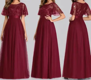 bridesmaid dressSize O-neck Ladies Elegant Solid Color