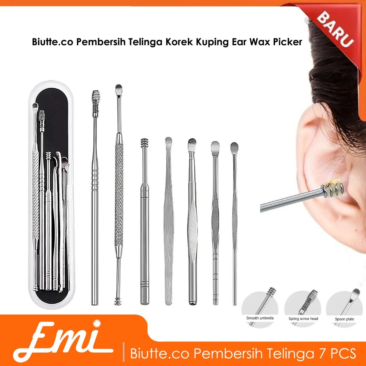 Biutte.co Pembersih Telinga Korek Kuping Ear Wax Picker 7 PCS - JC7 -
