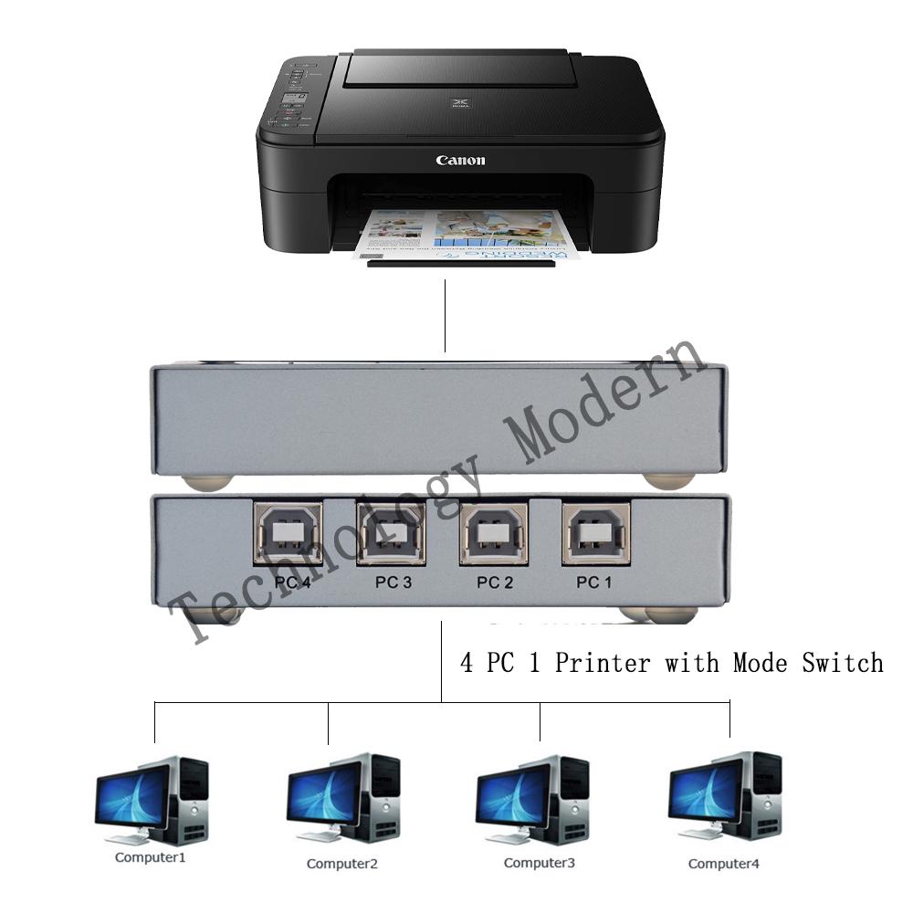 Sharing Switch Printer 4 PC dengan 1 Printer With USB 2.0 Touch Pad
