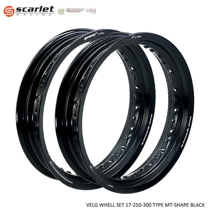 Gambar SCARLET RACING Velg Motor Pelk Pelek Rim Aloy Set Ring 17 250 300 MT Shape - Black, 36H / 32H dari scarletracingindonesia Kota Administrasi Jakarta Utara Tokopedia
