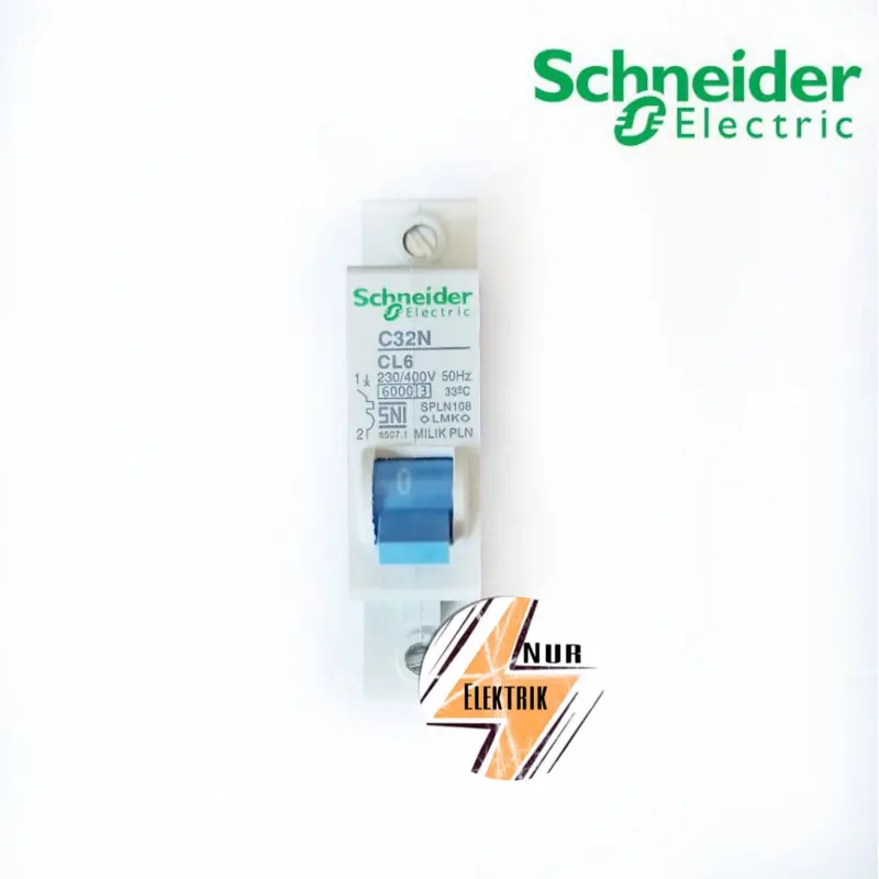 MCB SCHNEIDER 2A 4A 6A 10A 16A 20A 2 4 AMPERE CL2 C32N S PLN BIRU ORI Alat 0