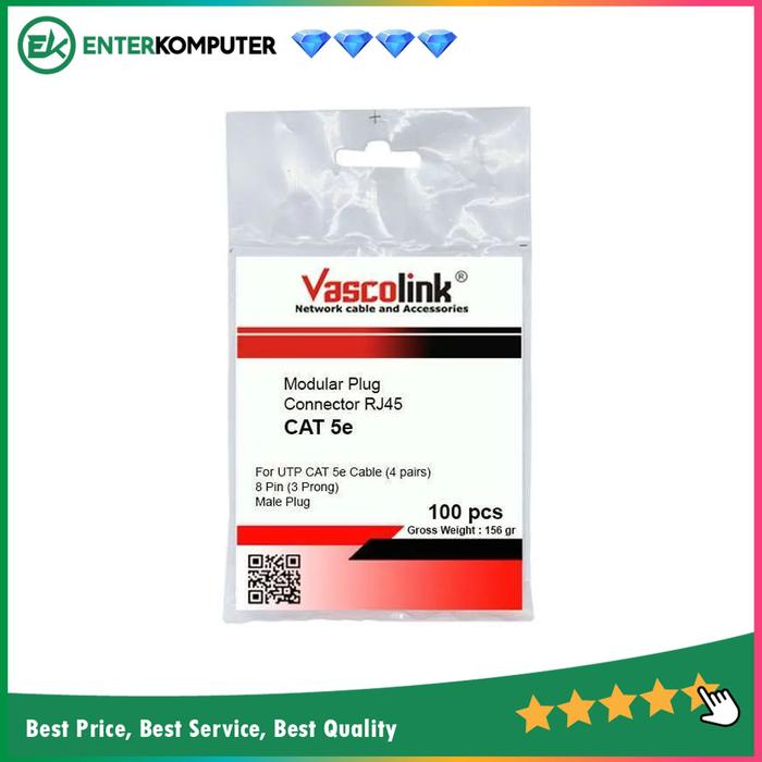 Gambar Connector Vascolink Cat 5e (100 Pieces) dari Enter Komputer Official Kota Administrasi Jakarta Pusat Tokopedia