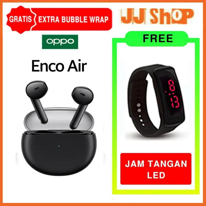 Gambar OPPO ENCO AIR ORIGINAL GARANSI RESMI OPPO INDONESIA - Hitam, free smartband dari JBLEZZ JJ SHOP Kota Bekasi 2 Tokopedia
