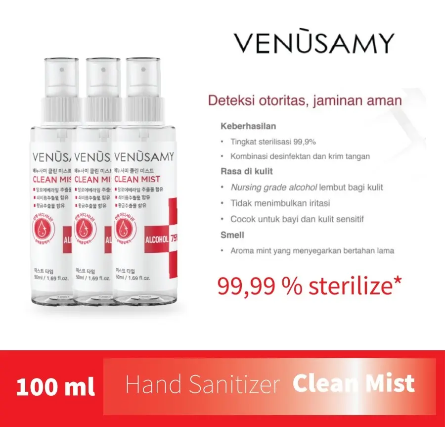Venusamy Clean Mist / Hand Sanitizer Botol Spray/ Disinfektan 100ML