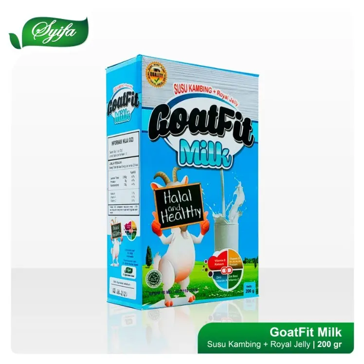 Syifa GoatFit Milk Susu Kambing Bubuk Etawa 200gr Halal & Healthy Dengan Royal Jelly & Krimer Nabati Untuk Kesehatan Tubuh