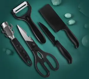 5Pcs Kitchen Tools / Set Alat Dapur Pisau Gunting Peeler Pembuka Botol