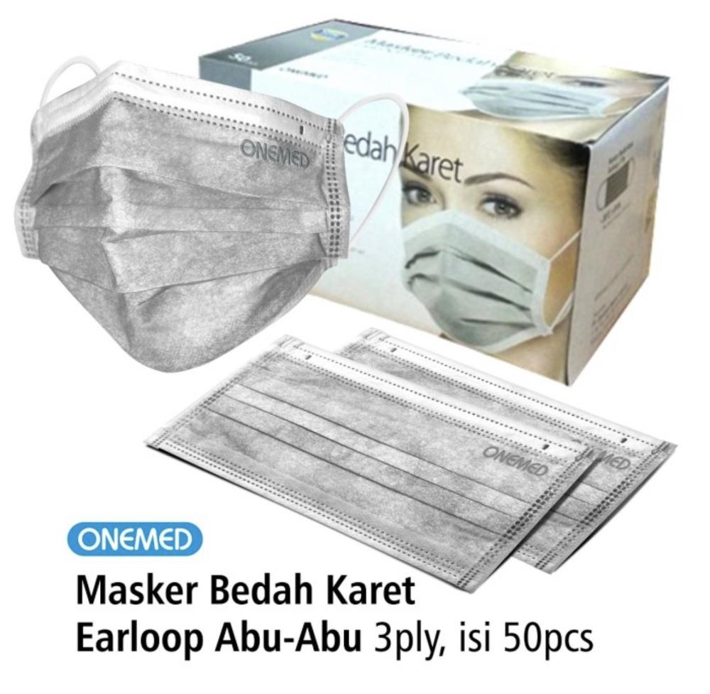 Masker Onemed Medis 3 Ply Earloop Isi 50 Abu-Abu