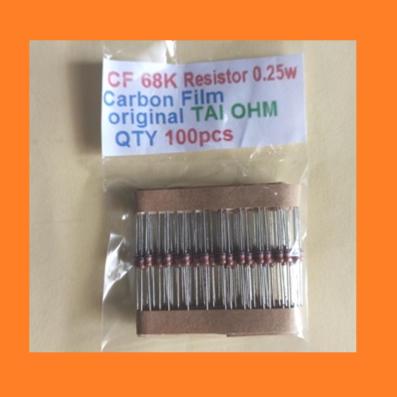 Gambar QTY 100pcs CF 68K Resistor 0.25w Carbon Film original TAI OHM dari Nivico shop Kota Administrasi Jakarta Barat Tokopedia