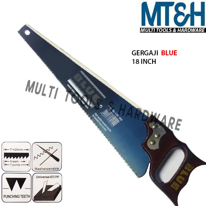 GERGAJI KAYU 18 INCH 450 MM GERGAJI TANGAN GAGANG KAYU BLUE