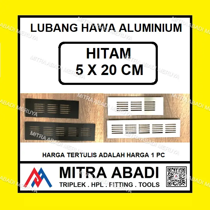 Lubang Hawa Aluminium Hitam 5x20cm Ventilator Saringan Udara