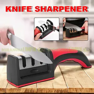 Alat Pengasah Pisau 3 Tahap Slot Asah Gunting Profesional Manual 3in1