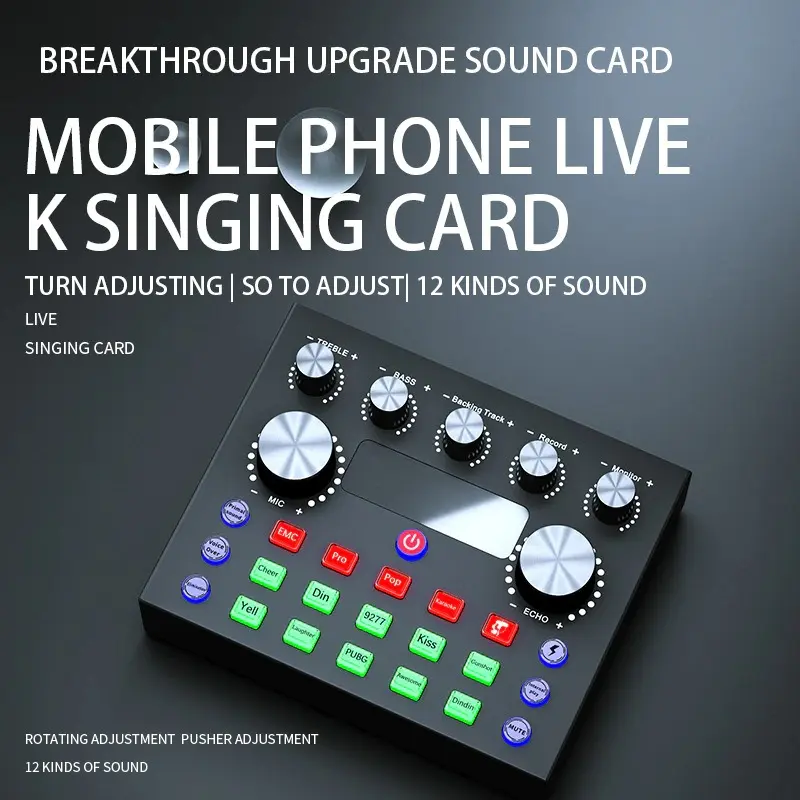 Sound Card V8S Live Mixer Audio USB External Soundcard Broadcast 1
