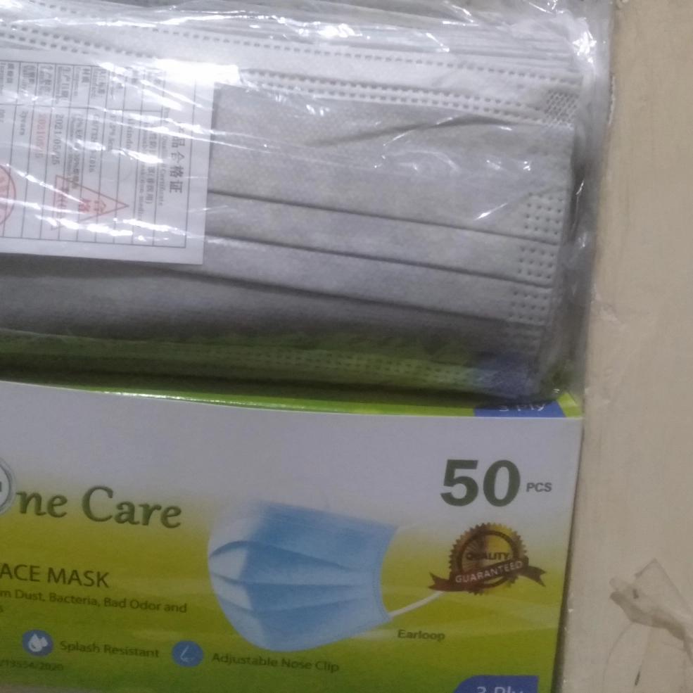 Masker earloop abu abu one care 3 ply
