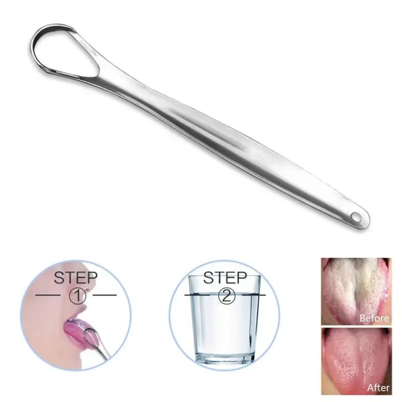 Sikat Pembersih Lidah Stainless Steel Reusable Kebersihan Mulut Gigi 3