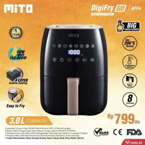 Mito Digifry Go AF2 Airfryer Mito 3 Liter Low Watt Mito Digifry Go AF2 Airfryer Mito 3 Liter Low Watt