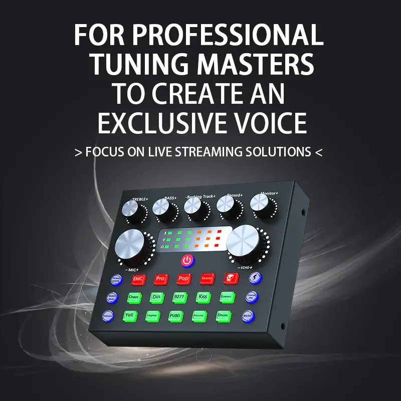 Sound Card V8S Live Mixer Audio USB External Soundcard Broadcast 2
