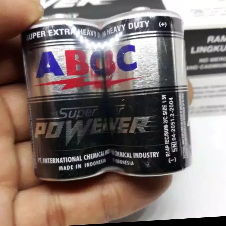Baterai ABC size C R14- Batere ABC super power hitam tipe C Sedang