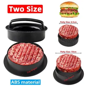 [CAP ANGSA] Cetakan Burger Press Round Patty Maker 2 Size | Hamburger Patty Mold BBQ Non Stick | 3in1: patty besar 10cm + patty kecil 6.5cm + bikin pocket isi keju/stuffing | ABS Food Grade BPA Free | Bottom detachable mudah dicuci & patty gampang dilepas