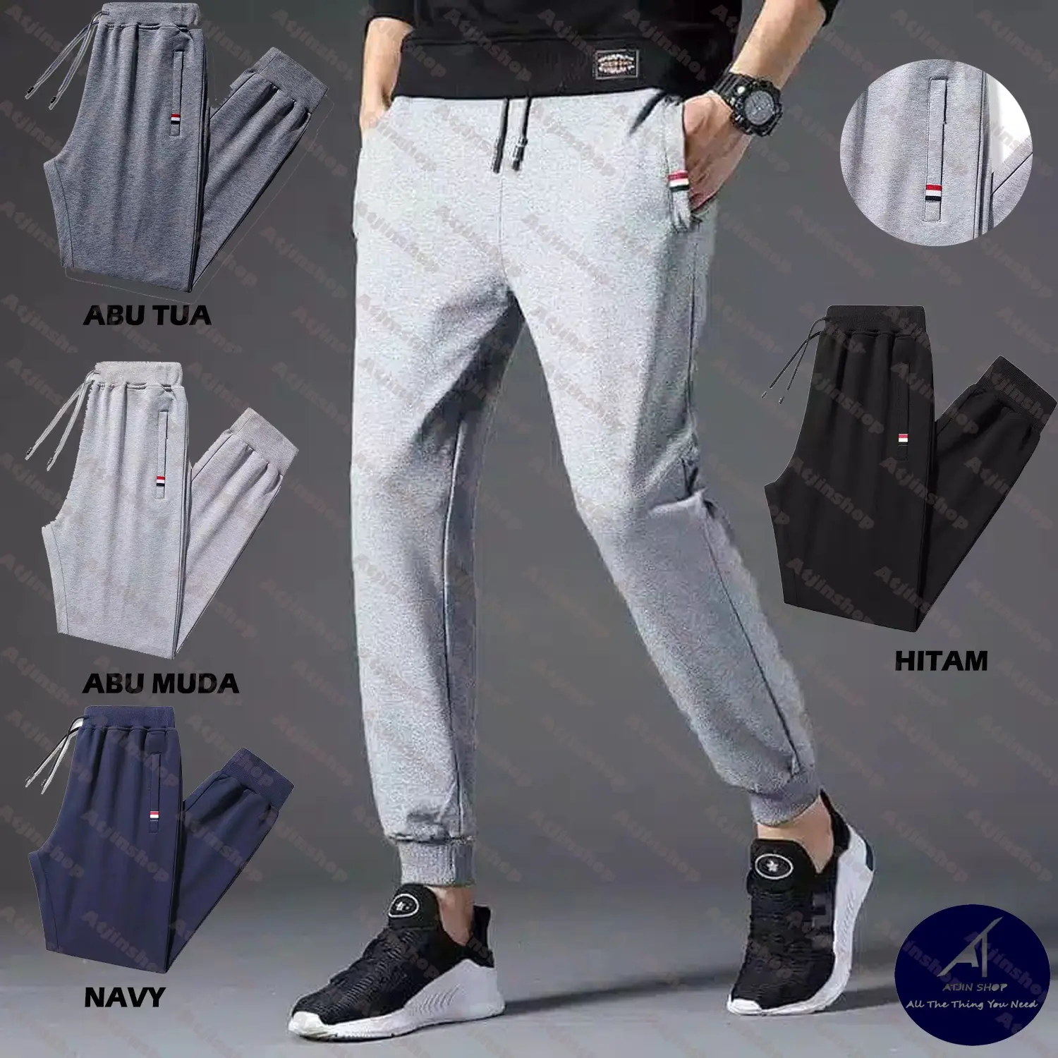Atjin- Celana Panjang Jogger Joger Korea Musim semi kasual Pria