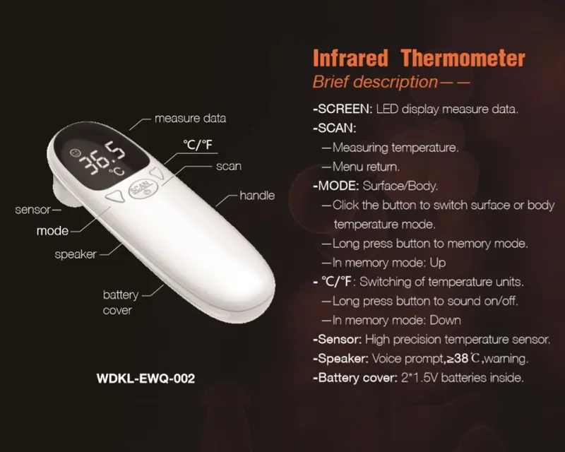 Termometer Infrared Non Contact Digital Suhu Badan Tubuh Thermometer 1