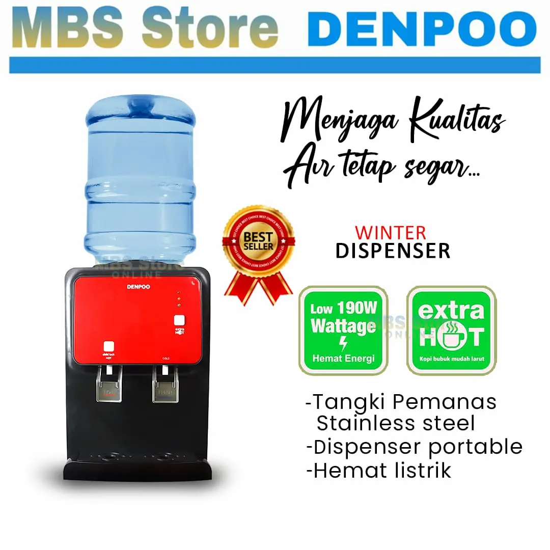 Dispenser Denpoo Winter Hot & Cold Low Watt 190, Black Frame Red