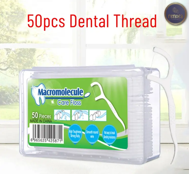 50pcs Dental Floss Teeth Toothpicks Stick Benang Pembersih Jigong