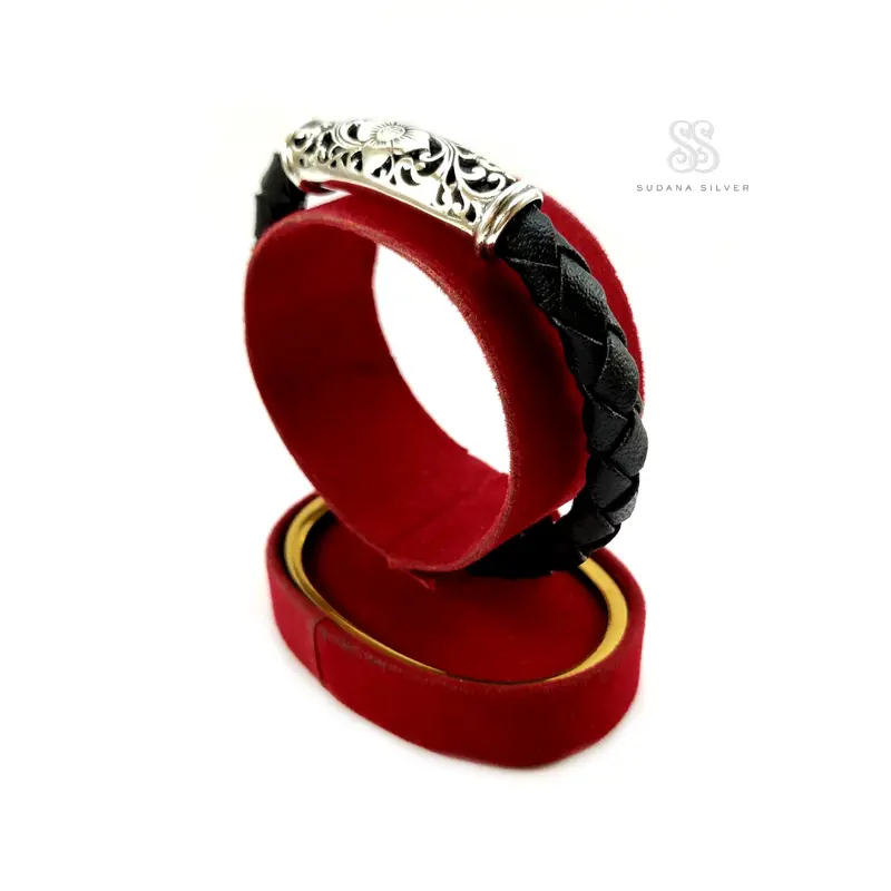 Gelang Kulit Silver 925 HItam Aksesoris Bali 3