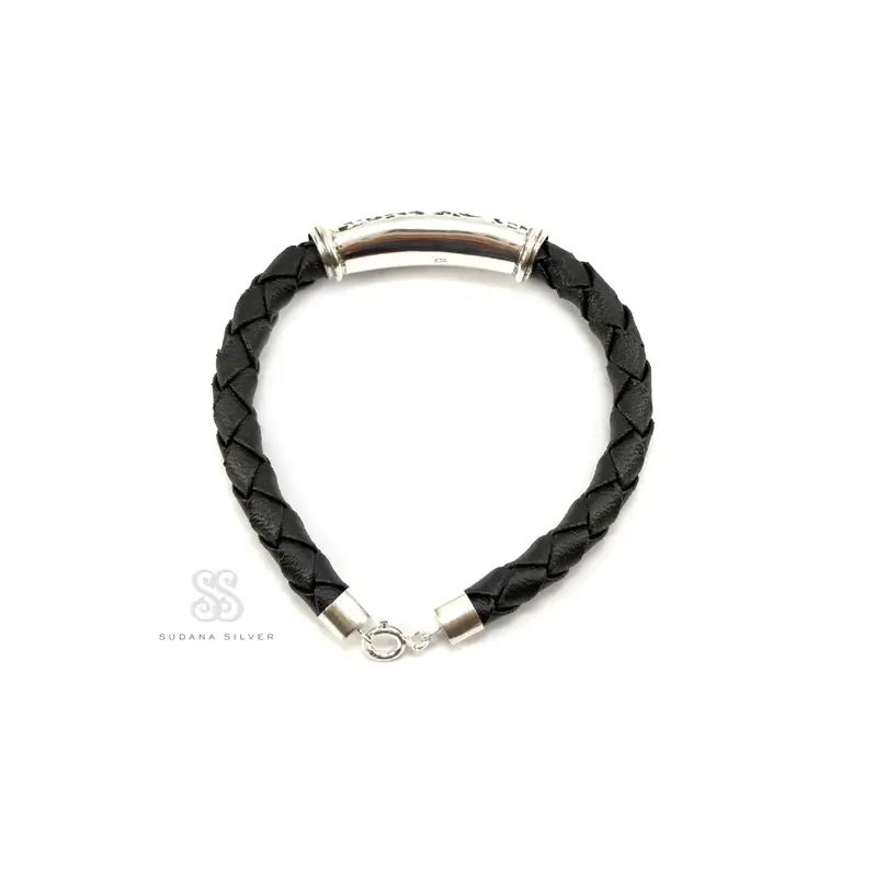 Gelang Kulit Silver 925 HItam Aksesoris Bali 2