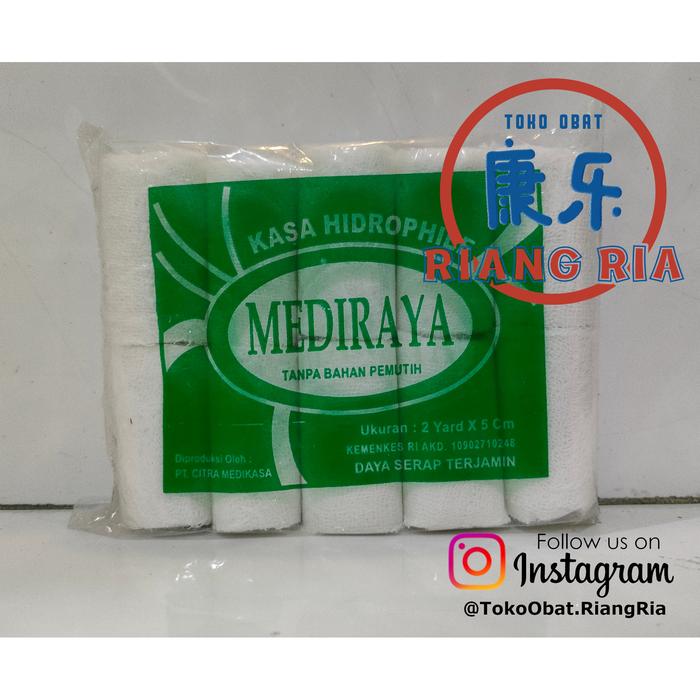 Gambar Kasa Hidrophile Mediraya 2 Yard x 5cm - isi 10 dari TO Riang Ria Kota Administrasi Jakarta Utara Tokopedia