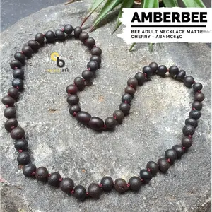 Kalung Amber Dewasa ORI Baltic Lithuania Premium Matte Cherry N64C