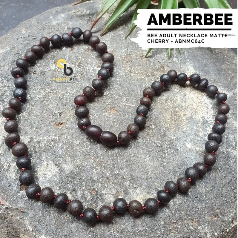 Kalung Amber Dewasa ORI Baltic Lithuania Premium Matte Cherry N64C