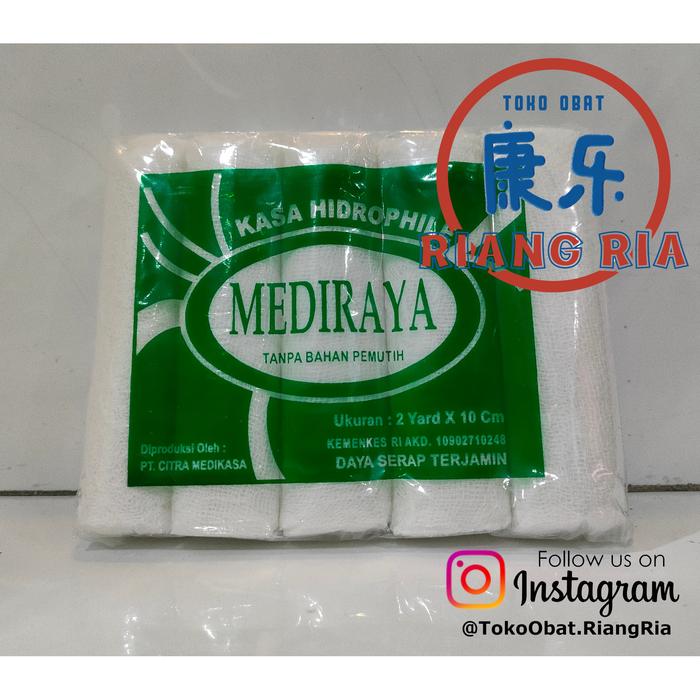 Gambar Kasa Hidrophile Mediraya 2 Yard x 10cm - isi 5 dari TO Riang Ria Kota Administrasi Jakarta Utara Tokopedia