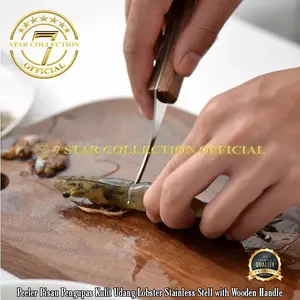 Peeler Pisau Pengupas Kulit Udang Lobster Stainless Stell Wood Handle