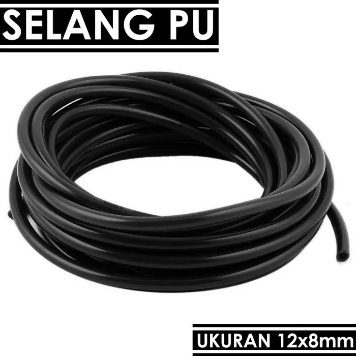selang PU 12mm 12 mm x 8 mm warna bening transparan dan hitam 1