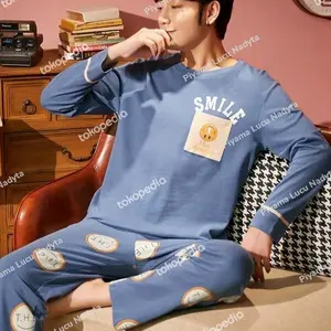 baju tidur cowok piyama pria import lengan panjang celana panjang r22