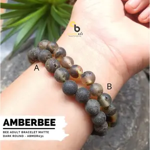 AmberBee Gelang Amber Dewasa Premium Baltic Matte Dark Round ABMDR031 By Amber Model Baroque Finishing Matte Natural Amber Manfaat Detoksifikasi & Membantu Insomnia