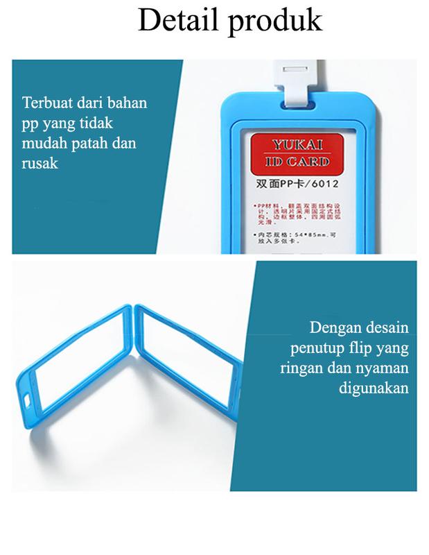 Card Holder Name Tag 2 Sisi Bahan PP Murah Jepit Gantungan Tempat ID 4